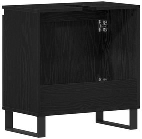 Gabinete de Lavabo vidaXL Preto Carvalho 58x33x60 cm Madeira Engenhari