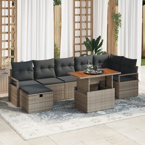 Conjunto de Sofá de Jardim vidaXL de 8 Peças com Almofadas Cinzentas d