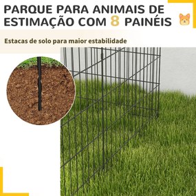 PawHut Parque para Cães 8 Painéis 76x61cm Dobráveis Gaiola Metálica pa