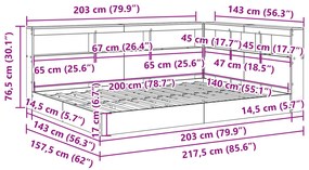 Cama com Estante Cinza Sonoma 140x200 cm Madeira Industrial
