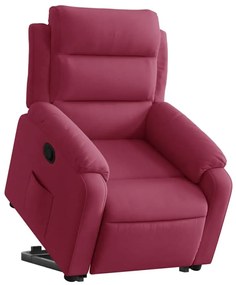 Poltrona massagens reclinável elevatória veludo vermelho tinto