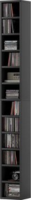 Organizador para CD e DVD com 12 compartimentos, capacidade máxima de 204 CD, 21 x 20 x 175 cm, preto