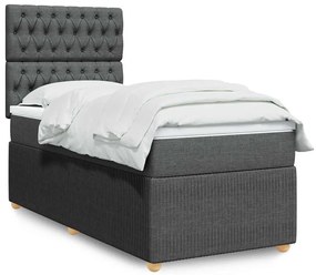 vidaXL Cama com molas/colchão 80x200 cm tecido cinzento-escuro