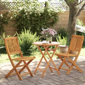 3 pcs conjunto de bistrô dobrável madeira de acácia maciça