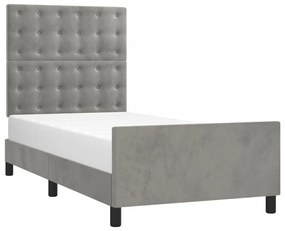 Estrutura de cama sem colchão 90x190 cm veludo cinzento-claro