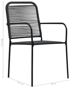 7 pcs conjunto de jantar p/ jardim corda de algodão e aço preto