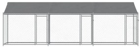 Jaula para cão com telhado/portas 6x2x2 m aço galvanizado cinza