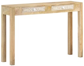Mesa consola 110x30x75cm madeira de mangueira maciça branqueada