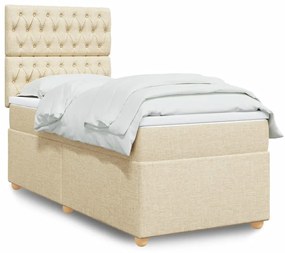 Cama com molas/colchão 90x190 cm tecido cor creme