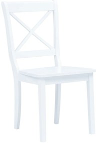 Cadeiras de jantar 6 pcs seringueira maciça branco