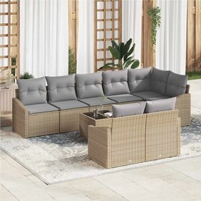 vidaXL Conjunto de Sofá de Jardim 9 Peças com Almofadas Preto em Rattan Sintético