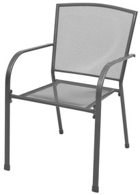 Cadeiras de jardim empilháveis 2 pcs aço cinzento