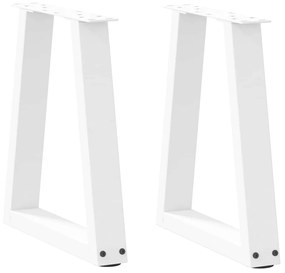 Mesa de jantar pernas 2pcs forma de V 38x(42-43,3)cm aço branco