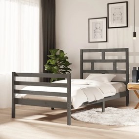 vidaXL Estrutura de cama 100x200 cm madeira de pinho maciça cinzento