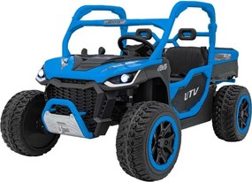 Carro elétrico para Crianças 3 a 7 anos,  2 Lugares Farmer Truck UTV Racing 24V 4x4 Rodas Espuma EVA, assento couro ecológico Azul