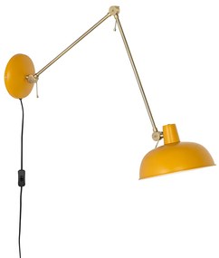 Candeeiro de parede retro amarelo com bronze - Milou Candeeiro de parede retro amarelo com bronze - Milou Retro