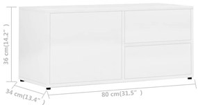 Móvel de TV 80x34x36 cm contraplacado branco brilhante