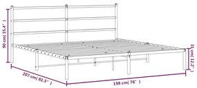 Estrutura de cama com cabeceira 193x203 cm metal branco