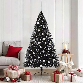 vidaXL Árvore de Natal Artificial Pré-iluminada Preto 180 cm PVC