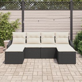 Conjunto de Jantar de Jardim de 6 peças com Almofadas - Polyrattan Pre