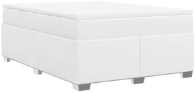 Cama com molas/colchão 160x200 cm couro artificial branco