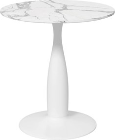 HOMCOM Mesa de jantar redonda, aço com acabamento em pó, MDF com melamina, pés antiderrapantes, 70 x 74 cm, Branco | Aosom Portugal