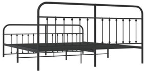 Estrutura de cama com cabeceira e pés 200x200 cm metal preto