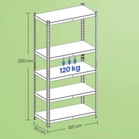 Estante para cargas pesadas 50 x 100 x 200 cm castanho + preto