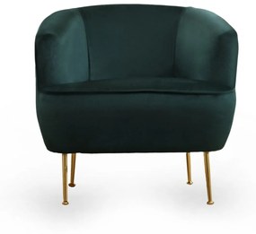 Poltrona "Piccoli" – 83x72x75 cm – Cor Verde e Dourado - Design Modern