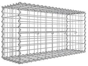 Cesta de gabião SONGMICS, gaiola de gabião de metal com malha de 5 x 10 cm para pedras, galvanizada, divisória de parede para decoração de jardim, 100 x 50 x 30 cm, prata GGB153