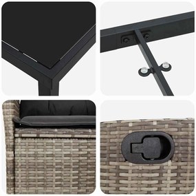 Conjunto de Jantar de Jardim com 5 Peças e Almofadas Cinza em Rattan e