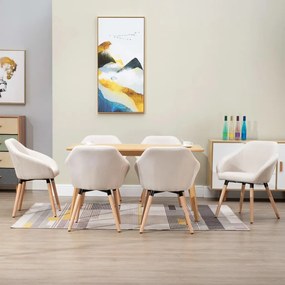 vidaXL Cadeiras de jantar 6 pcs tecido cor creme