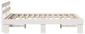 Estrado de Cama com Cabeceira Branco 140x200 cm Madeira Sólida Pinho