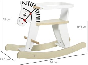 Cavalo de balanço zebra - Cavalo de balanço em madeira - Brinquedo de balanço em madeira - alças, apoio para os pés e anel de segurança