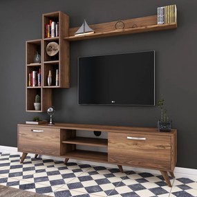 Conjunto de Móvel de TV "Askel" M1 – Design Moderno em Nogueira