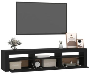 Móvel de TV com luzes LED 180x35x40 cm preto