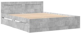 Estrutura de cama c/ cabeceira derivados madeira cinza-cimento