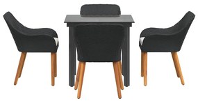 Conjunto de Jantar de Jardim com 5 Peças Preto em Rattan Sintético