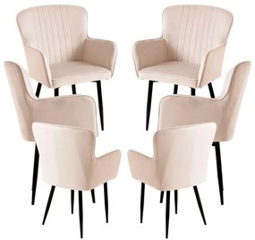 Pack 6 Cadeiras Dalye Veludo - Beige