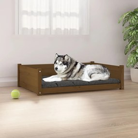 vidaXL Cama p/ cães 105,5x75,5x28 cm madeira pinho maciça castanho mel