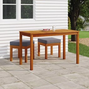 vidaXL 3 pcs conjunto de jantar p/ jardim c/ almofadões acácia maciça