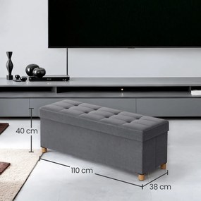 Banco com espaço de arrumação 38 x 110 x 40 cm cinzenta