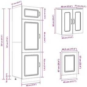8 peças armário de cozinha conjunto Kalmar branco
