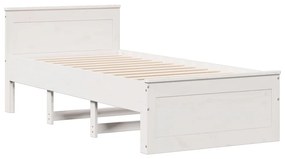 Cama com estante sem colchão 90x200 cm pinho maciço branco