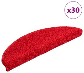 Tapetes de escada 30 pcs 56x17x3 cm vermelho