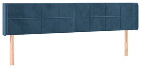 Cabeceira cama c/ luzes LED veludo 203x16x78/88 cm azul-escuro