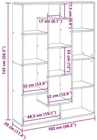 Estante 102x29x143 cm contraplacado cinzento-cimento