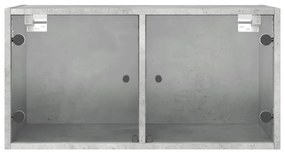 Armário parede c/ porta vidro 2 pcs 68,5x37x35 cm cinza cimento