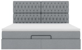 Estrutura cama otomana colchão 160x200 cm tecido cinzento claro