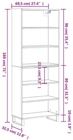 Armário alto 69,5x32,5x180 cm derivados de madeira branco